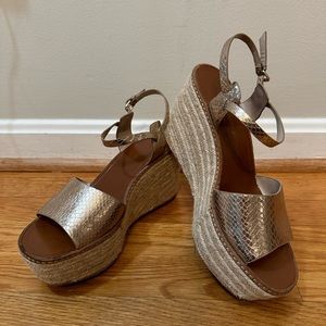 Zara golden snake print wedges 8 US